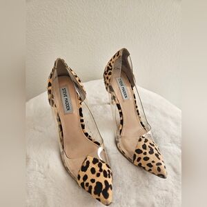 Steve Madden Leopard Print Heels with Clear Panels